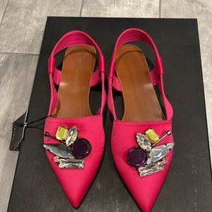 Zara collection pink shoes flats with stones size 36